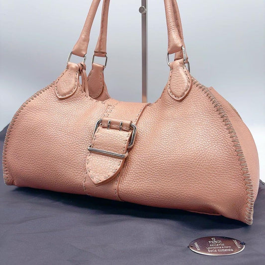 FENDI Hand Bag Tote Purse Selleria Leather Pink Authentic
