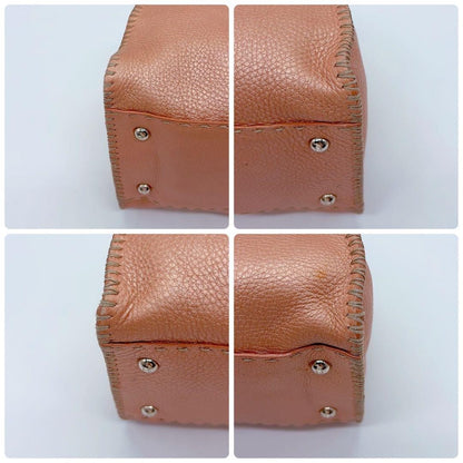 FENDI Hand Bag Tote Purse Selleria Leather Pink Authentic