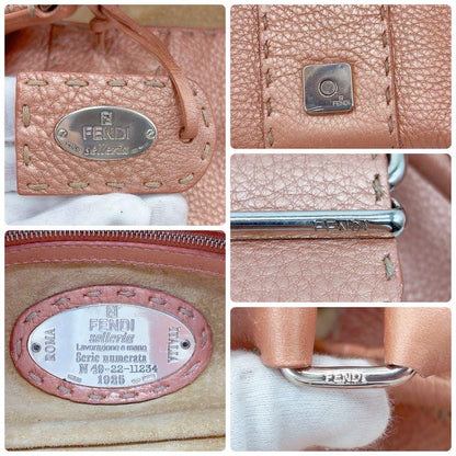 FENDI Hand Bag Tote Purse Selleria Leather Pink Authentic