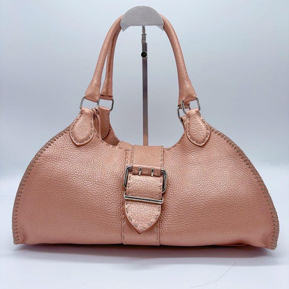FENDI Hand Bag Tote Purse Selleria Leather Pink Authentic