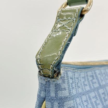 FENDI Shoulder Bag Purse FF Zucchino PVC Blue Authentic