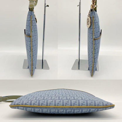 FENDI Shoulder Bag Purse FF Zucchino PVC Blue Authentic