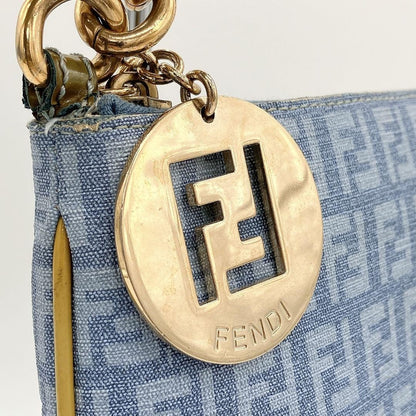 FENDI Shoulder Bag Purse FF Zucchino PVC Blue Authentic