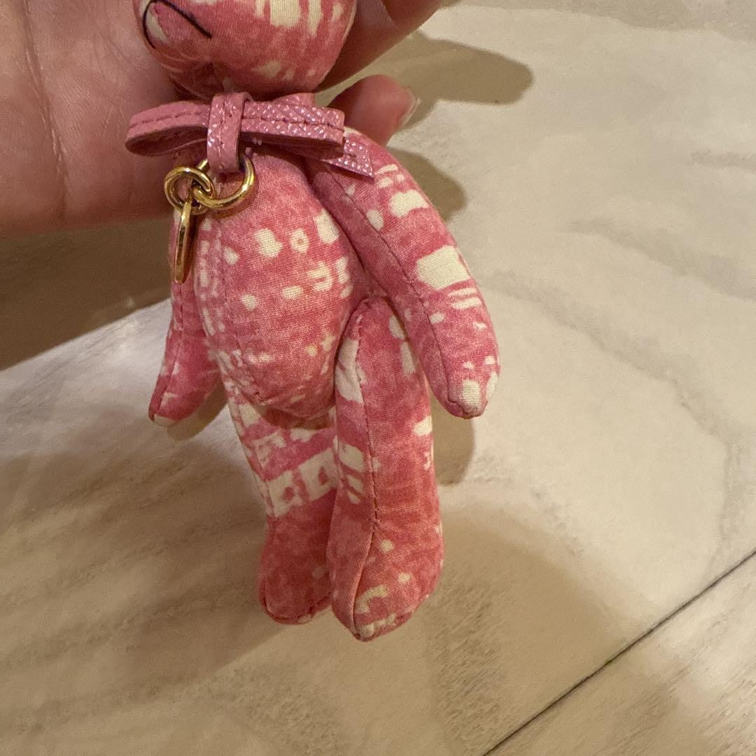 PRADA Key Ring Keychain Bag Charm Bear Pink Authentic