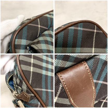 BURBERRY BLUE LABEL Shoulder Bag Nova Check Purse Canvas Brown Crossbody Auth