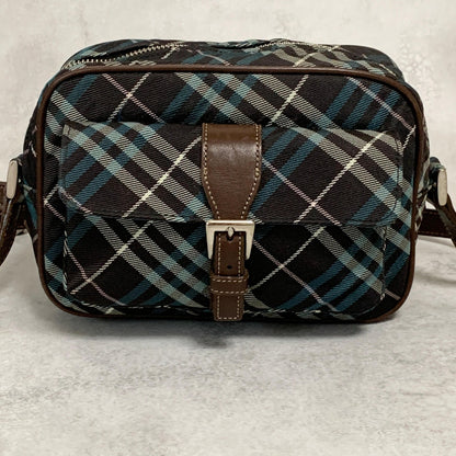 BURBERRY BLUE LABEL Shoulder Bag Nova Check Purse Canvas Brown Crossbody Auth