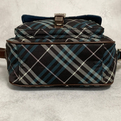 BURBERRY BLUE LABEL Shoulder Bag Nova Check Purse Canvas Brown Crossbody Auth