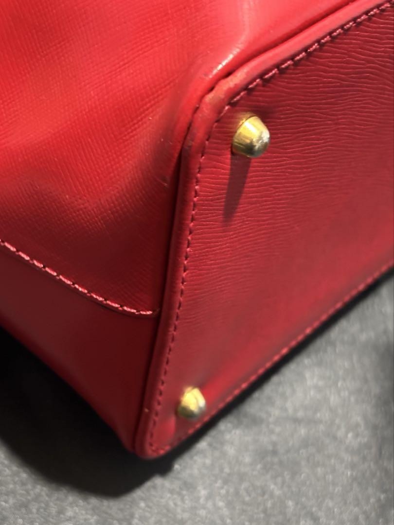 VERSACE Mini Hand Bag Tote Purse Sunburst Leather Red Authentic