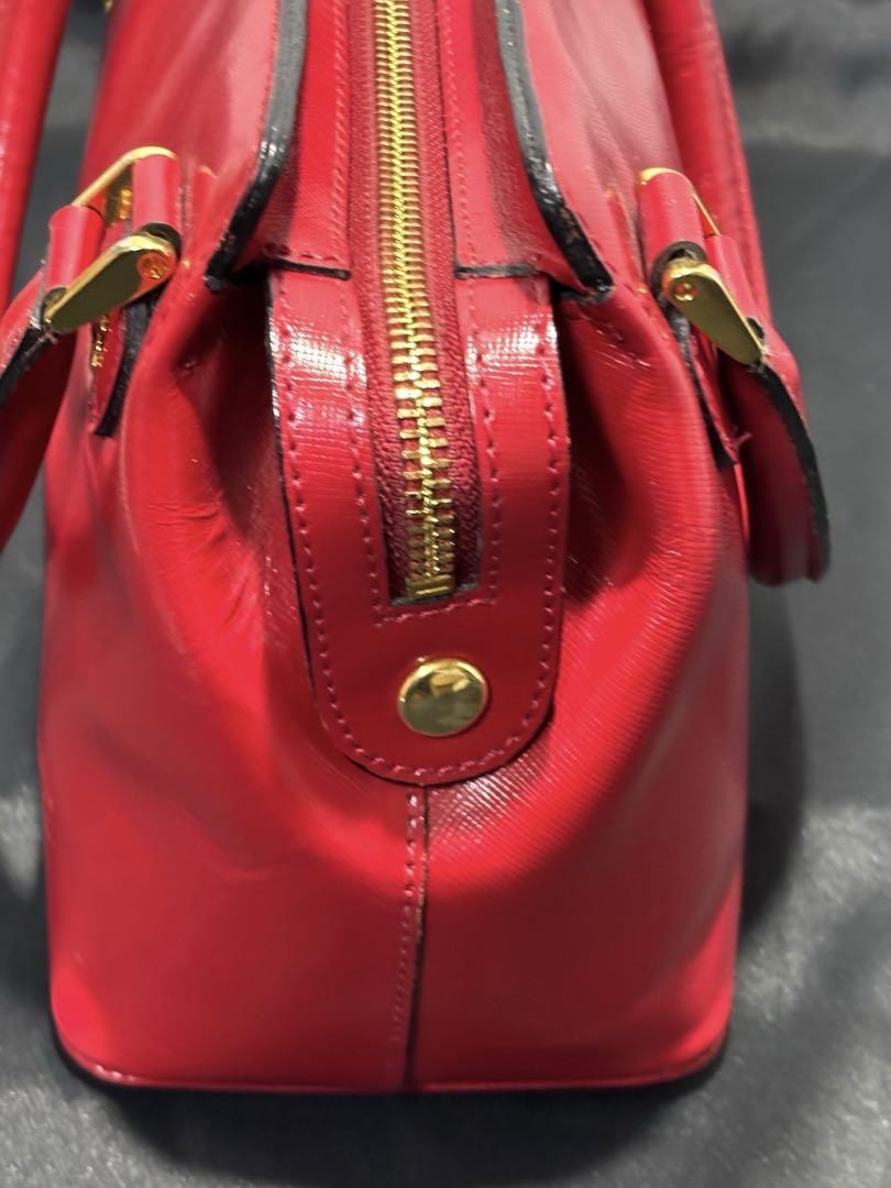 VERSACE Mini Hand Bag Tote Purse Sunburst Leather Red Authentic