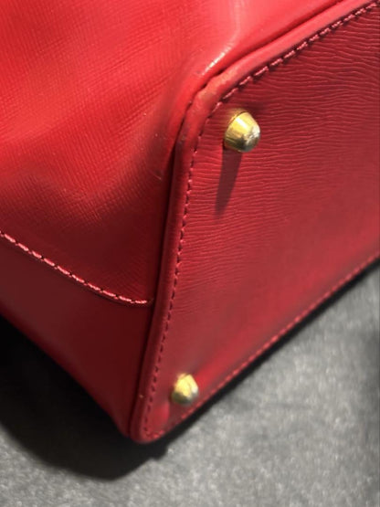 VERSACE Mini Hand Bag Tote Purse Sunburst Leather Red Authentic