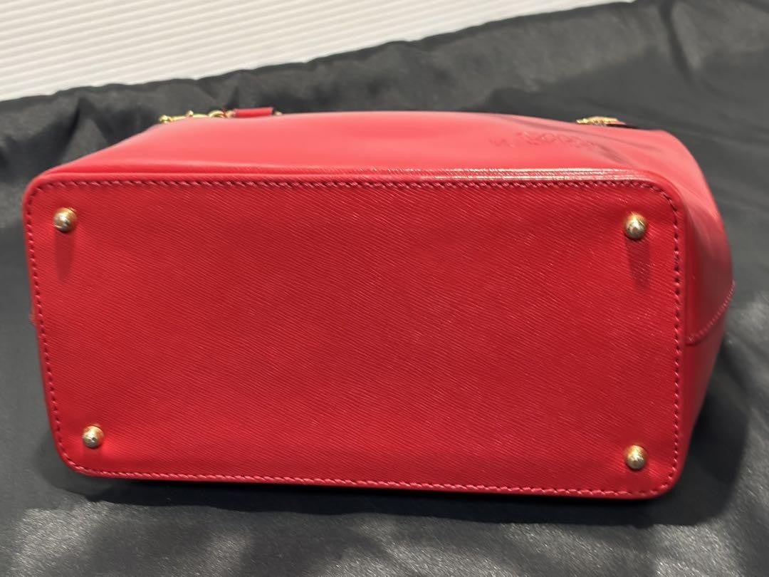 VERSACE Mini Hand Bag Tote Purse Sunburst Leather Red Authentic