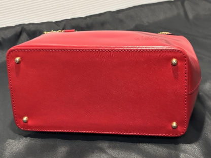 VERSACE Mini Hand Bag Tote Purse Sunburst Leather Red Authentic