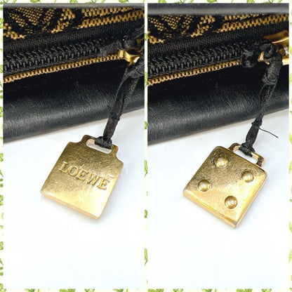 LOEWE Shoulder Bag Purse Anagram Canvas Leather Beige Authentic