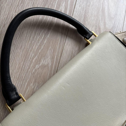 CELINE handbag Purse Trapeze Canvas Leather Navy White Women's Used Authentic