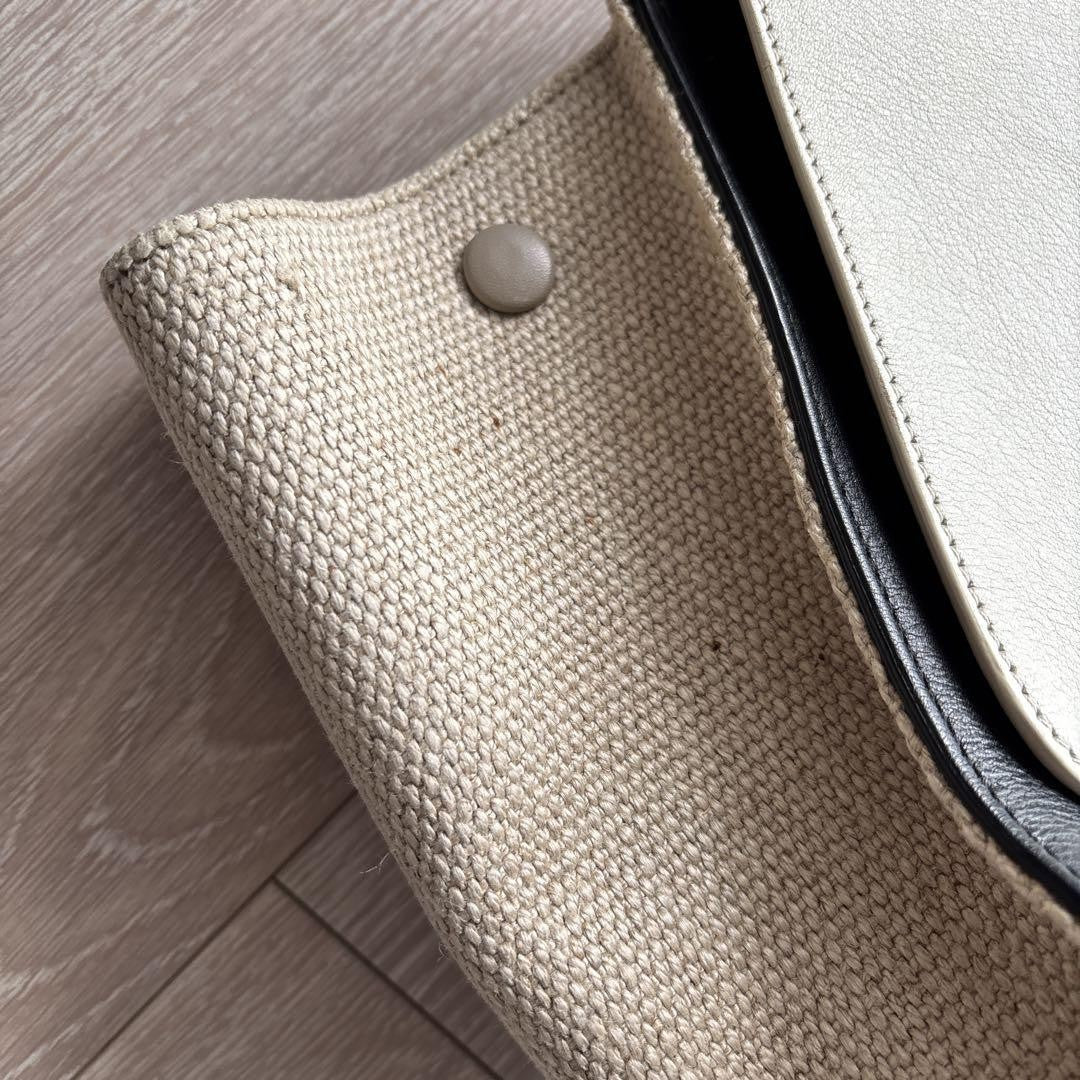 CELINE handbag Purse Trapeze Canvas Leather Navy White Women's Used Authentic