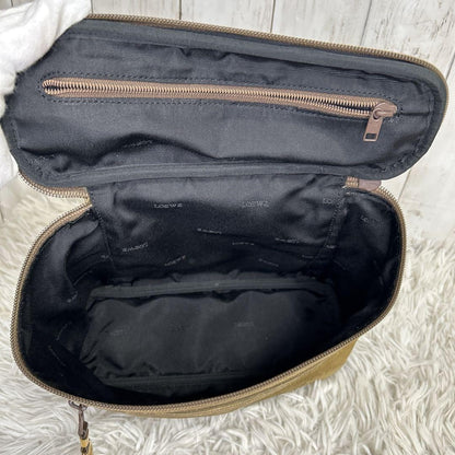 LOEWE Hand Bag Tote Purse Vanity Bag Anagram Suede Brown Authentic