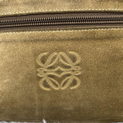 LOEWE Hand Bag Tote Purse Vanity Bag Anagram Suede Brown Authentic
