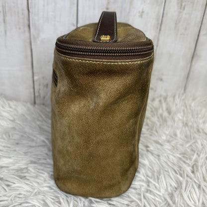 LOEWE Hand Bag Tote Purse Vanity Bag Anagram Suede Brown Authentic