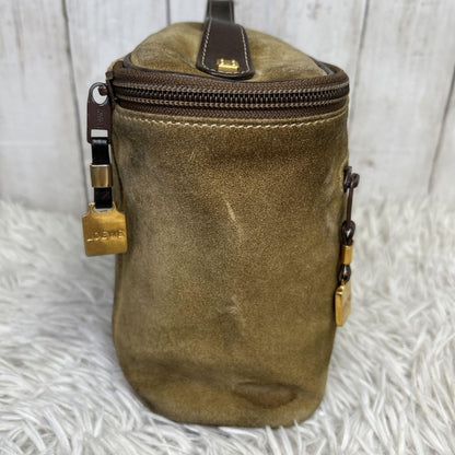 LOEWE Hand Bag Tote Purse Vanity Bag Anagram Suede Brown Authentic