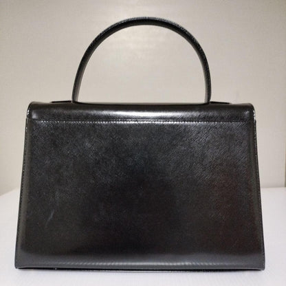 Saint Laurent Hand Bag Tote Purse Logo Leather Black Authentic