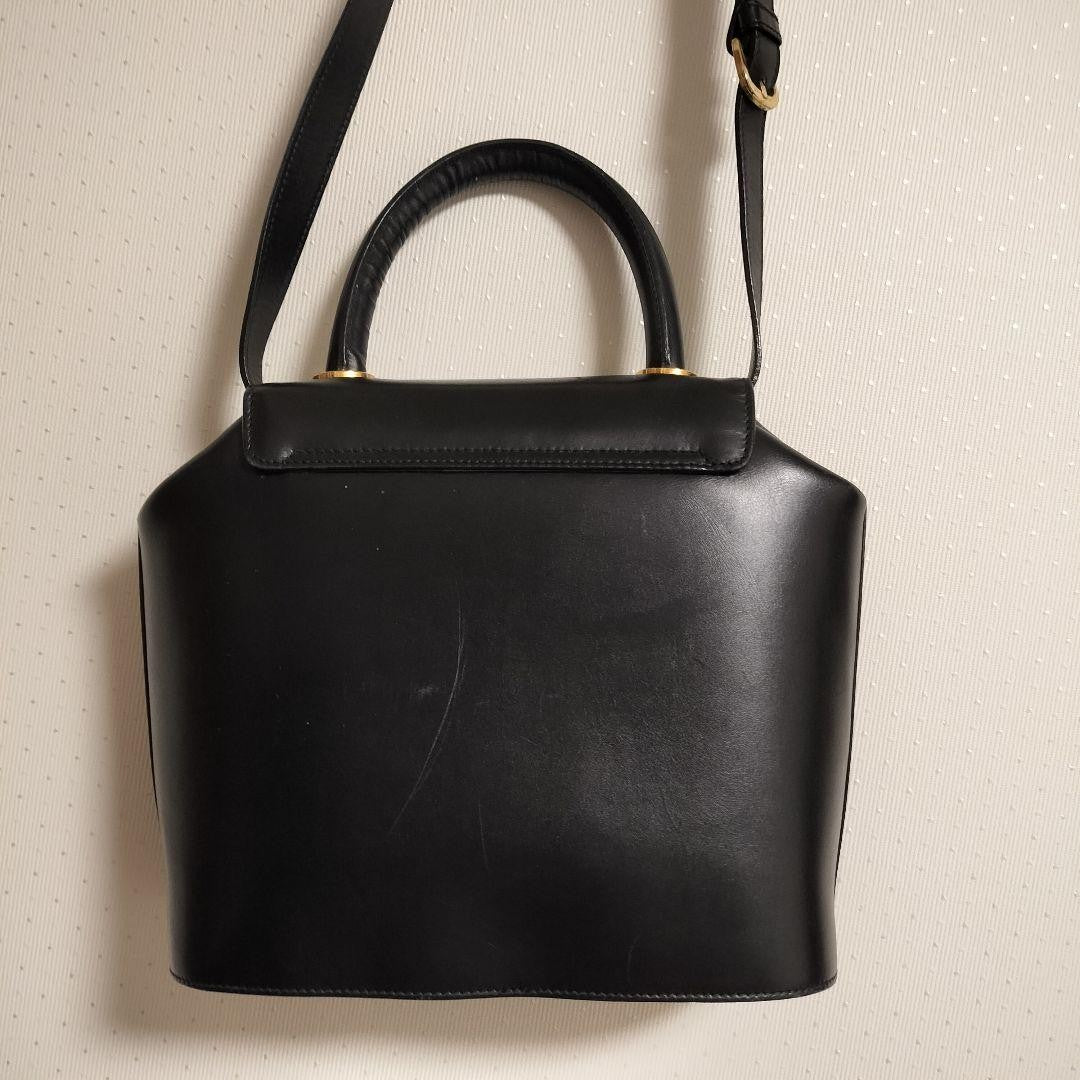 Salvatore Ferragamo Hand Shoulder Bag Tote Purse Leather Black Authentic