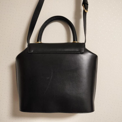 Salvatore Ferragamo Hand Shoulder Bag Tote Purse Leather Black Authentic
