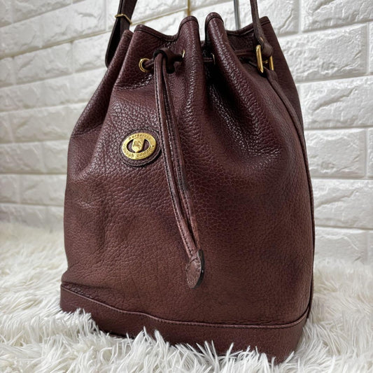BURBERRY Shoulder Bag Purse Nova Check Leather Dark Brown Authentic