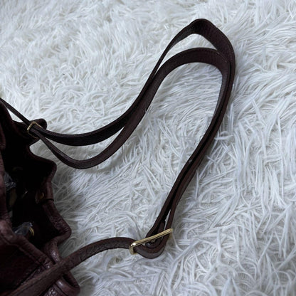 BURBERRY Shoulder Bag Purse Nova Check Leather Dark Brown Authentic