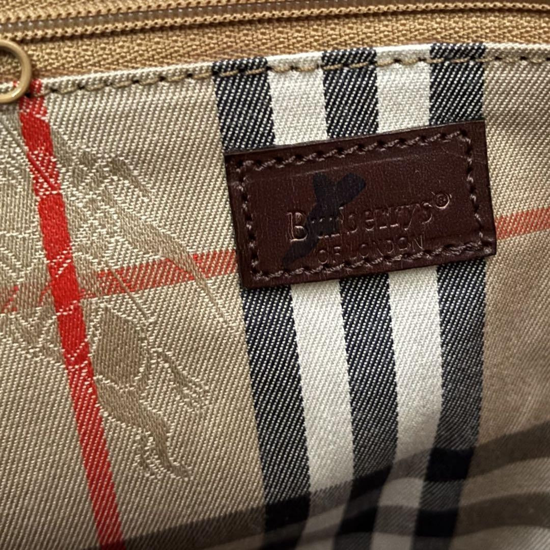 BURBERRY Shoulder Bag Purse Nova Check Leather Dark Brown Authentic
