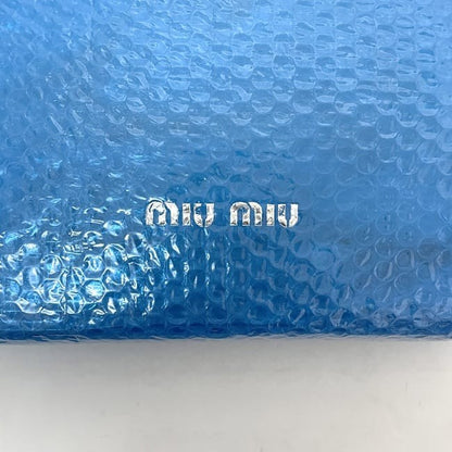 MIU MIU Hand Bag Tote Purse Logo Vinyl Blue Authentic