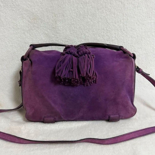 Saint Laurent Shoulder Bag Purse 2way Suede Purple Authentic