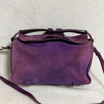 Saint Laurent Shoulder Bag Purse 2way Suede Purple Authentic