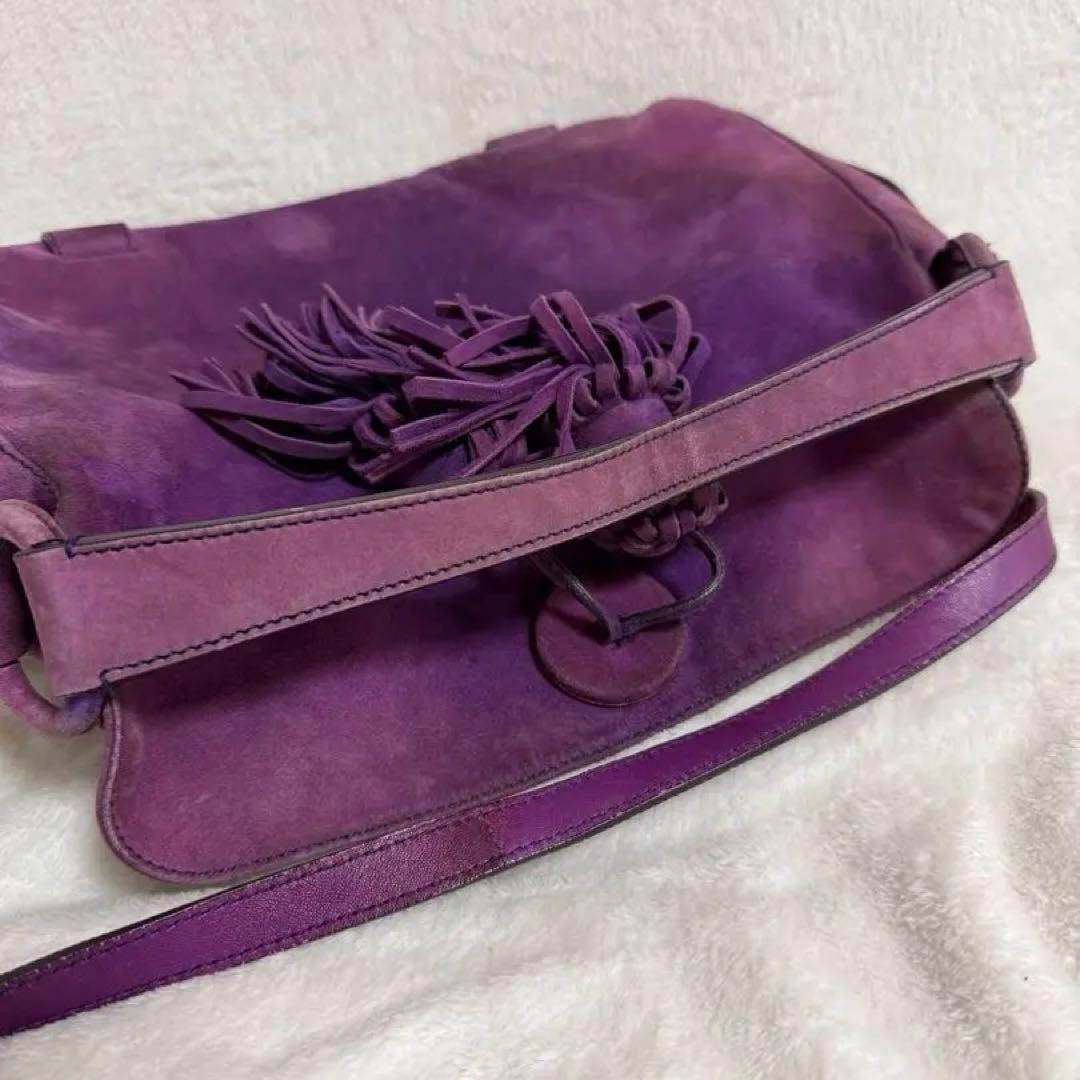 Saint Laurent Shoulder Bag Purse 2way Suede Purple Authentic