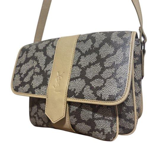 Saint Laurent Shoulder Bag Purse YSL Cassandra Leather Canvas Authentic