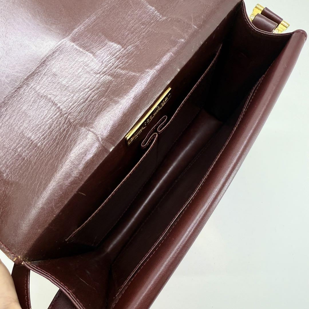 Cartier Shoulder Bag Purse Must Leather Bordeaux Authentic