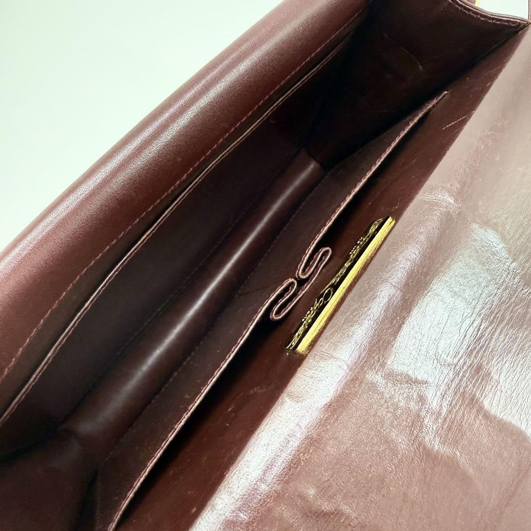 Cartier Shoulder Bag Purse Must Leather Bordeaux Authentic
