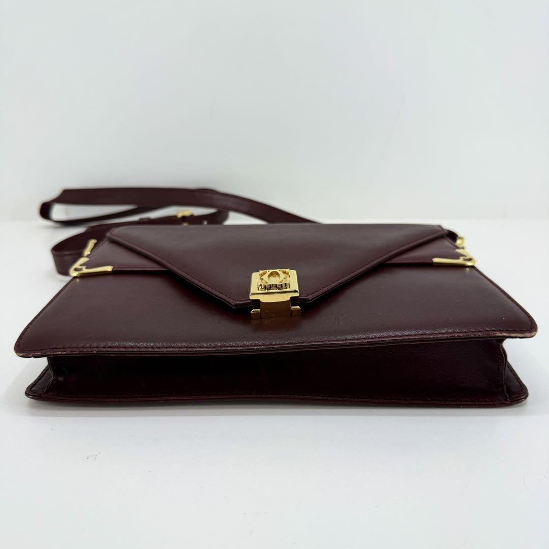Cartier Shoulder Bag Purse Must Leather Bordeaux Authentic