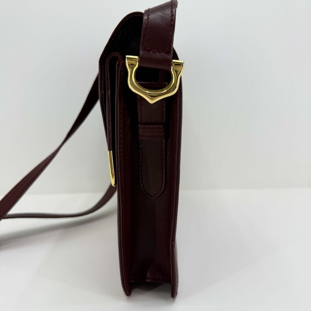 Cartier Shoulder Bag Purse Must Leather Bordeaux Authentic