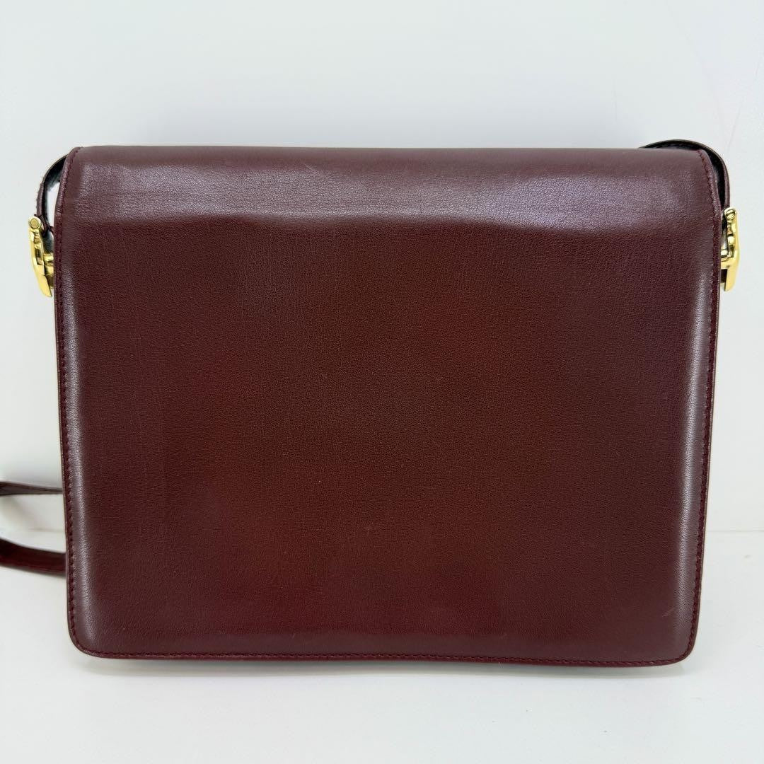 Cartier Shoulder Bag Purse Must Leather Bordeaux Authentic