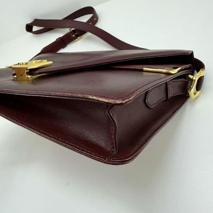 Cartier Shoulder Bag Purse Must Leather Bordeaux Authentic