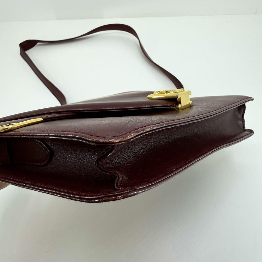 Cartier Shoulder Bag Purse Must Leather Bordeaux Authentic
