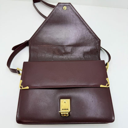 Cartier Shoulder Bag Purse Must Leather Bordeaux Authentic