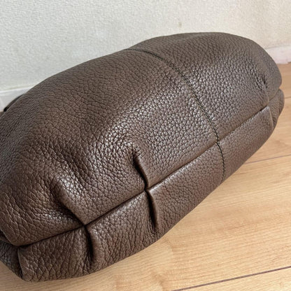 TOD'S Hand Bag Tote Purse Logo Leather Brown Authentic