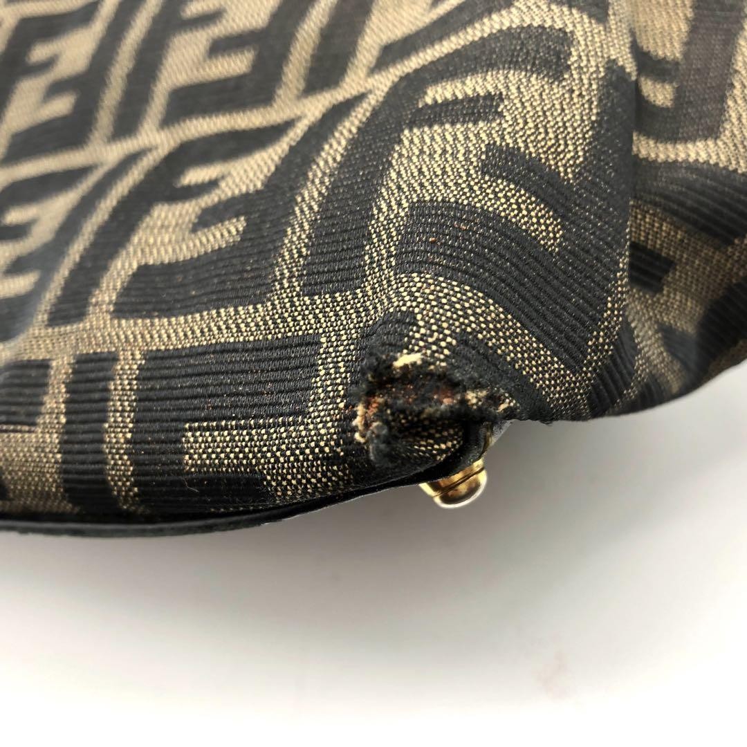 FENDI Shoulder Bag Purse 2way FF Zucca Canvas Leather Brown Authentic