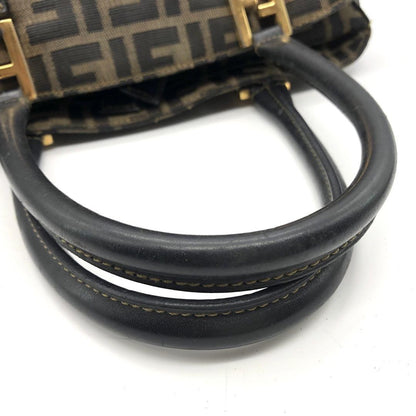FENDI Shoulder Bag Purse 2way FF Zucca Canvas Leather Brown Authentic