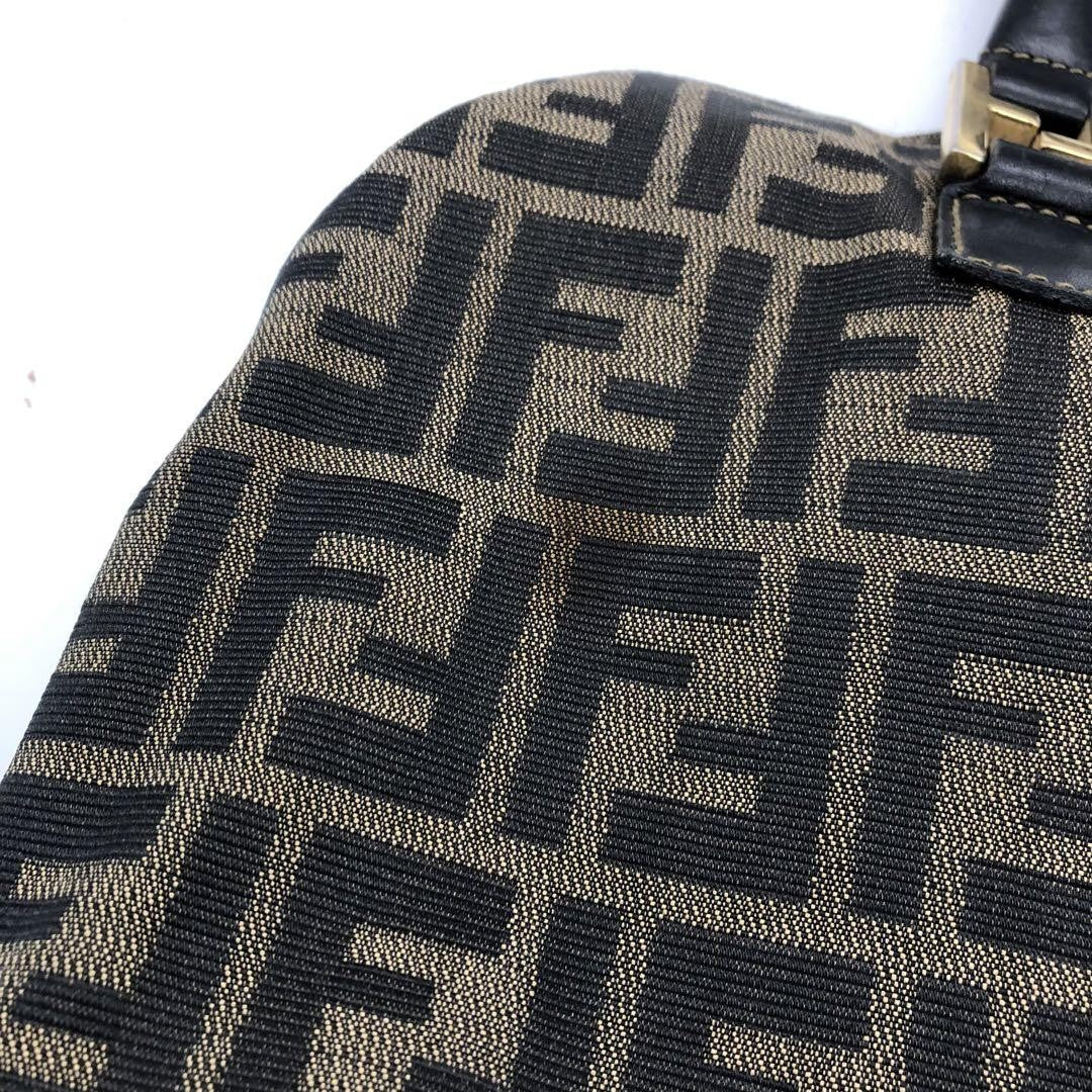 FENDI Shoulder Bag Purse 2way FF Zucca Canvas Leather Brown Authentic