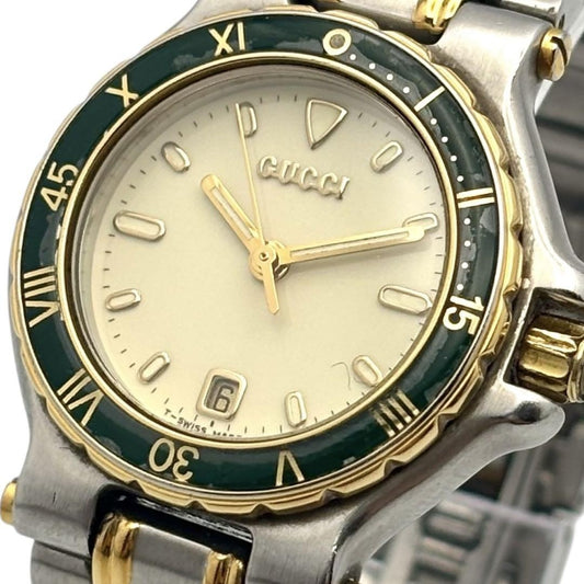 GUCCI 9700L Quartz Watch Wristwatch Gold Silver Women's Authentic