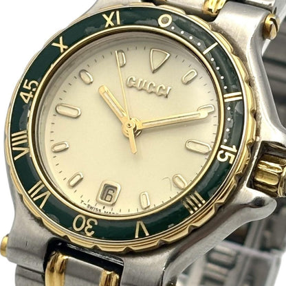 GUCCI 9700L Quartz Watch Wristwatch Gold Silver Women's Authentic