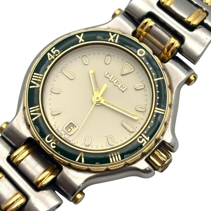 GUCCI 9700L Quartz Watch Wristwatch Gold Silver Women's Authentic