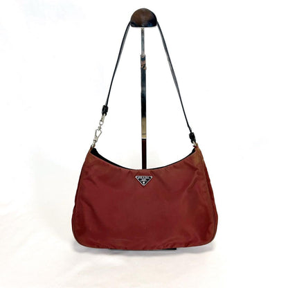 PRADA Hand Bag Tote Purse Logo Nylon Red Authentic